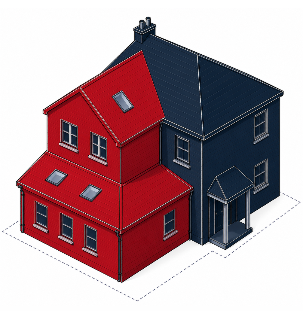 Combined Double & Single-storey extension diagram