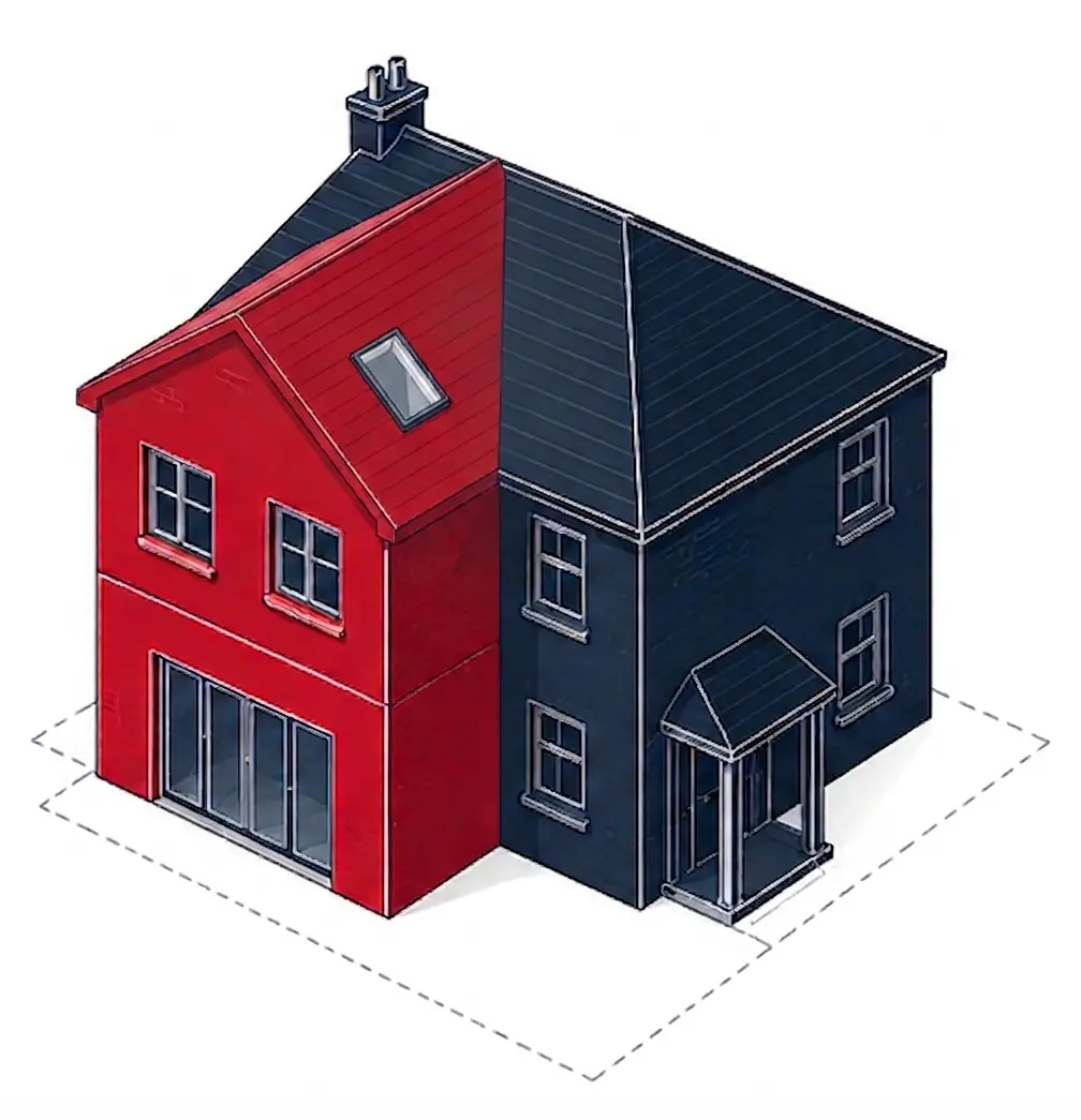 Double-storey extension diagram